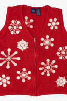 Vintage Red Basic Editions Snowflakes Ugly Christmas Vest (2000s)