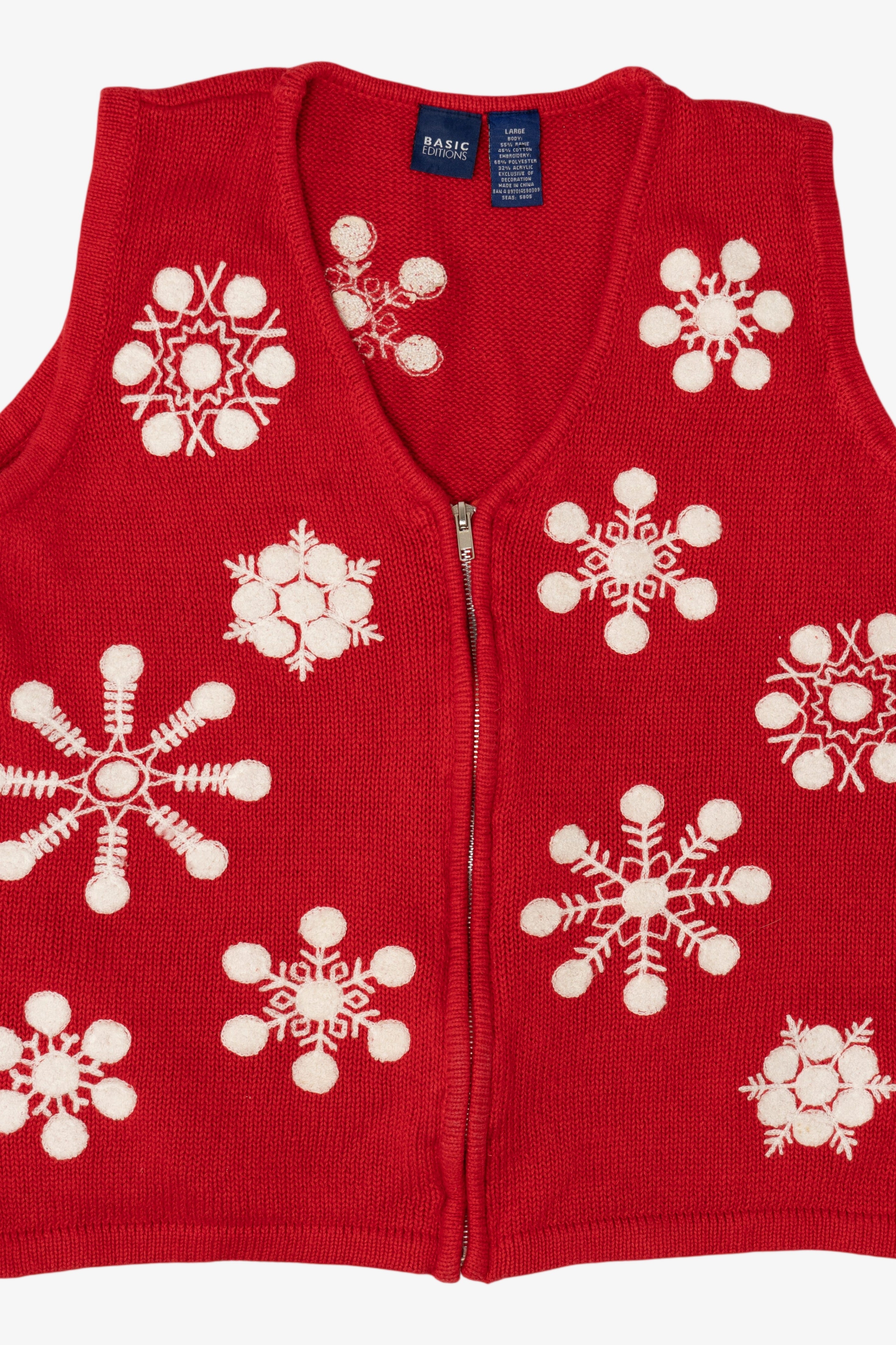 Vintage Red Basic Editions Snowflakes Ugly Christmas Vest (2000s)