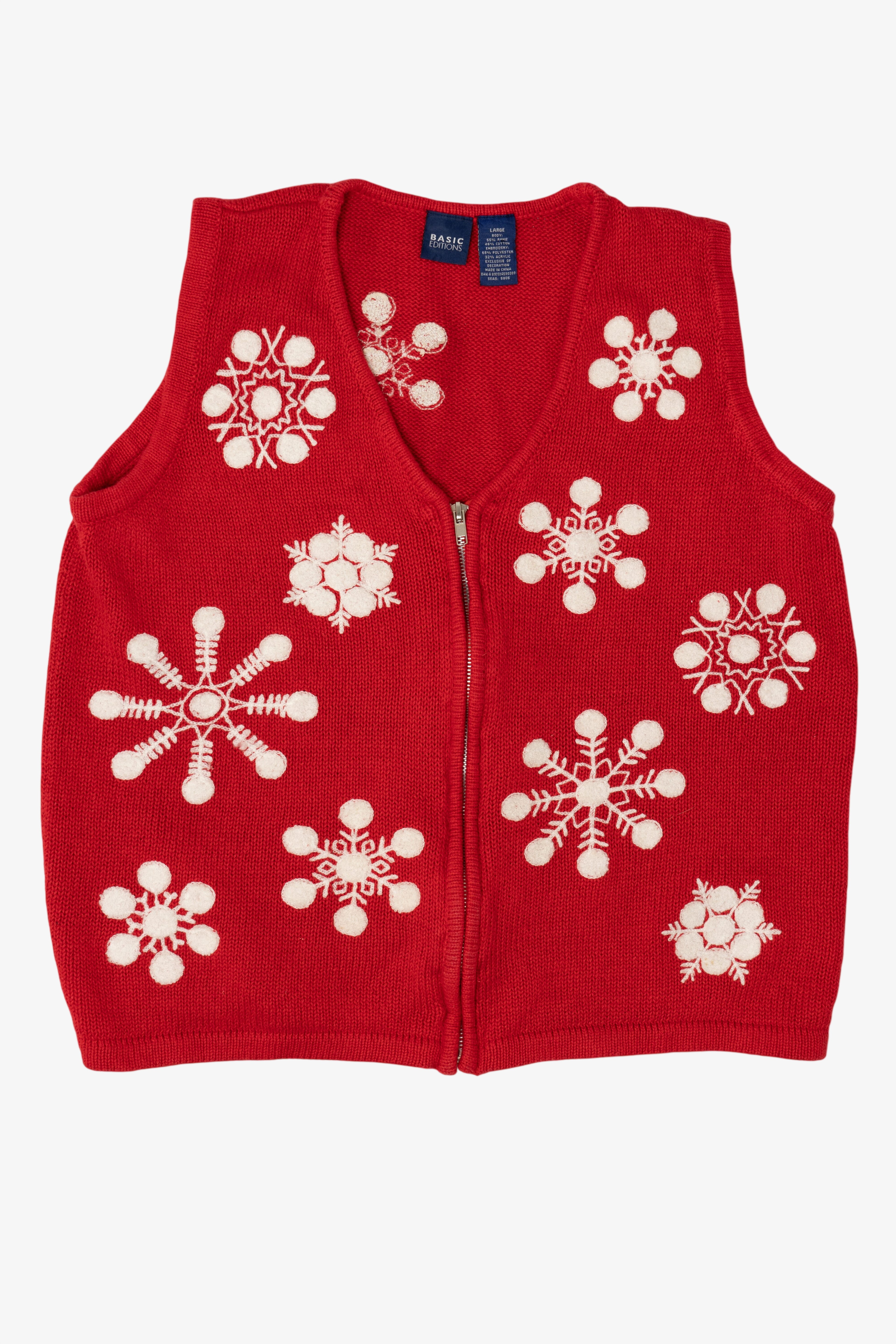Vintage Red Basic Editions Snowflakes Ugly Christmas Vest (2000s)