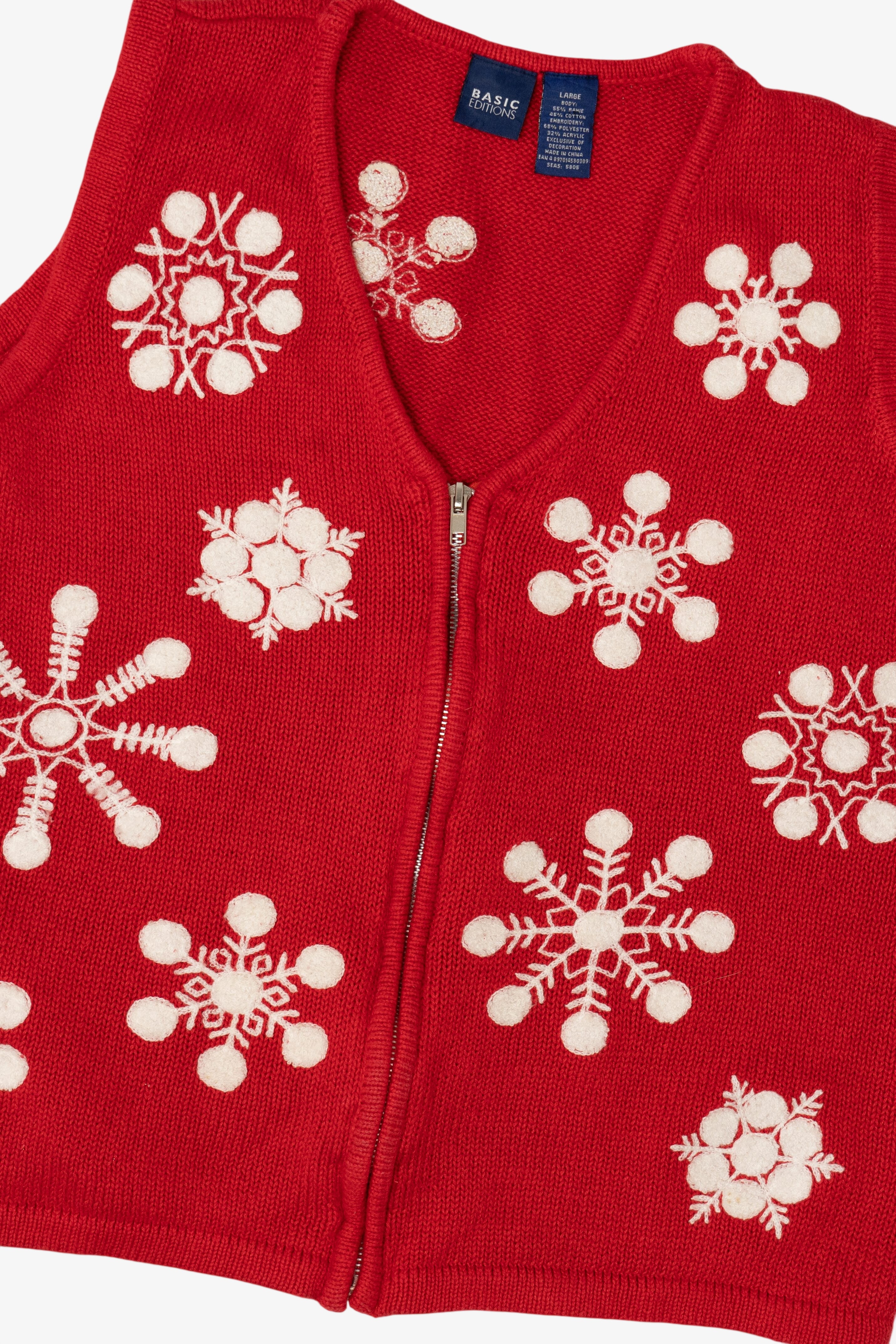 Vintage Red Basic Editions Snowflakes Ugly Christmas Vest (2000s)