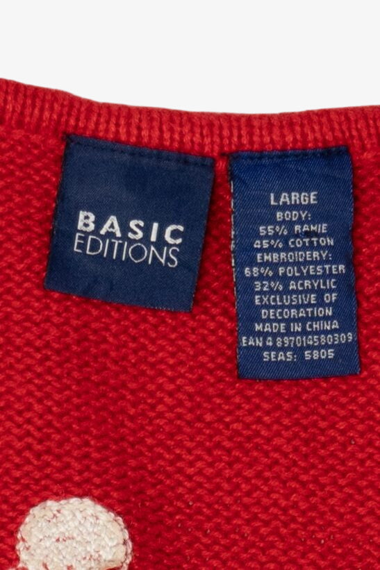 Vintage Red Basic Editions Snowflakes Ugly Christmas Vest (2000s)