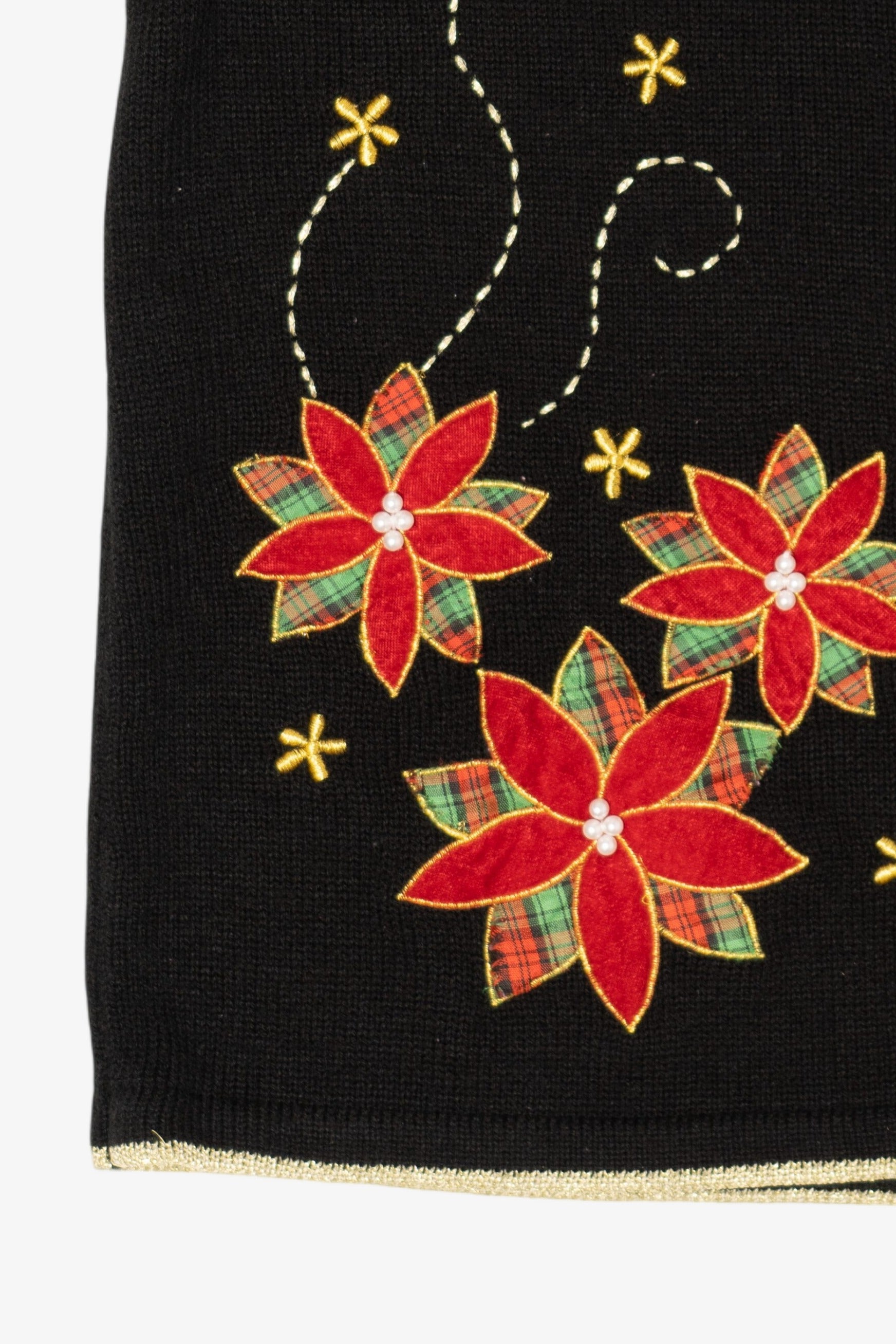 Vintage Black Poinsettias Ugly Christmas Vest (2000s)