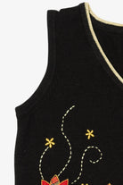 Vintage Black Poinsettias Ugly Christmas Vest (2000s)