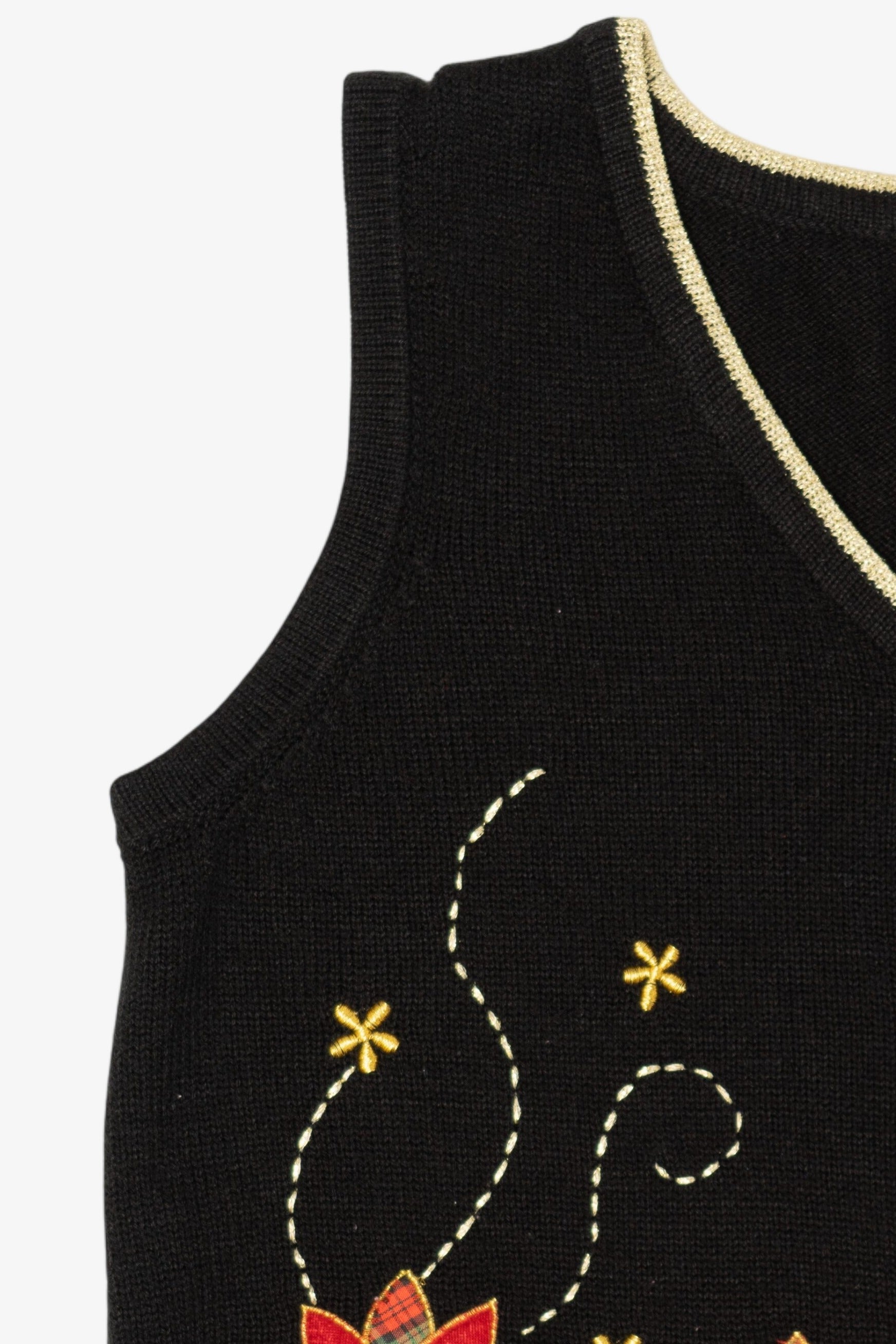 Vintage Black Poinsettias Ugly Christmas Vest (2000s)