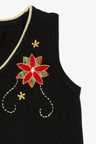 Vintage Black Poinsettias Ugly Christmas Vest (2000s)