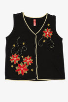 Vintage Black Poinsettias Ugly Christmas Vest (2000s)