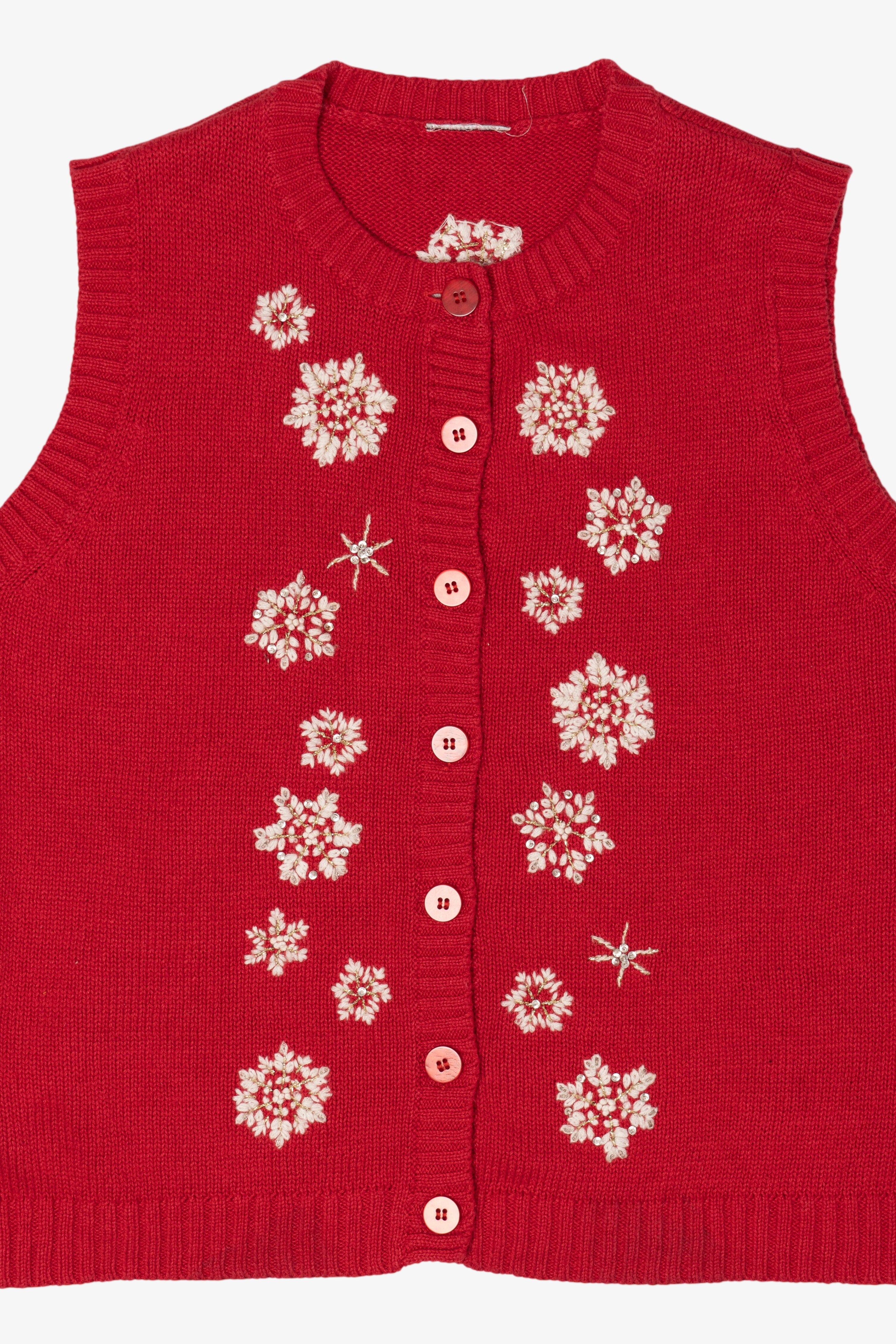 Vintage Red Snowflakes Ugly Christmas Vest (2000s)