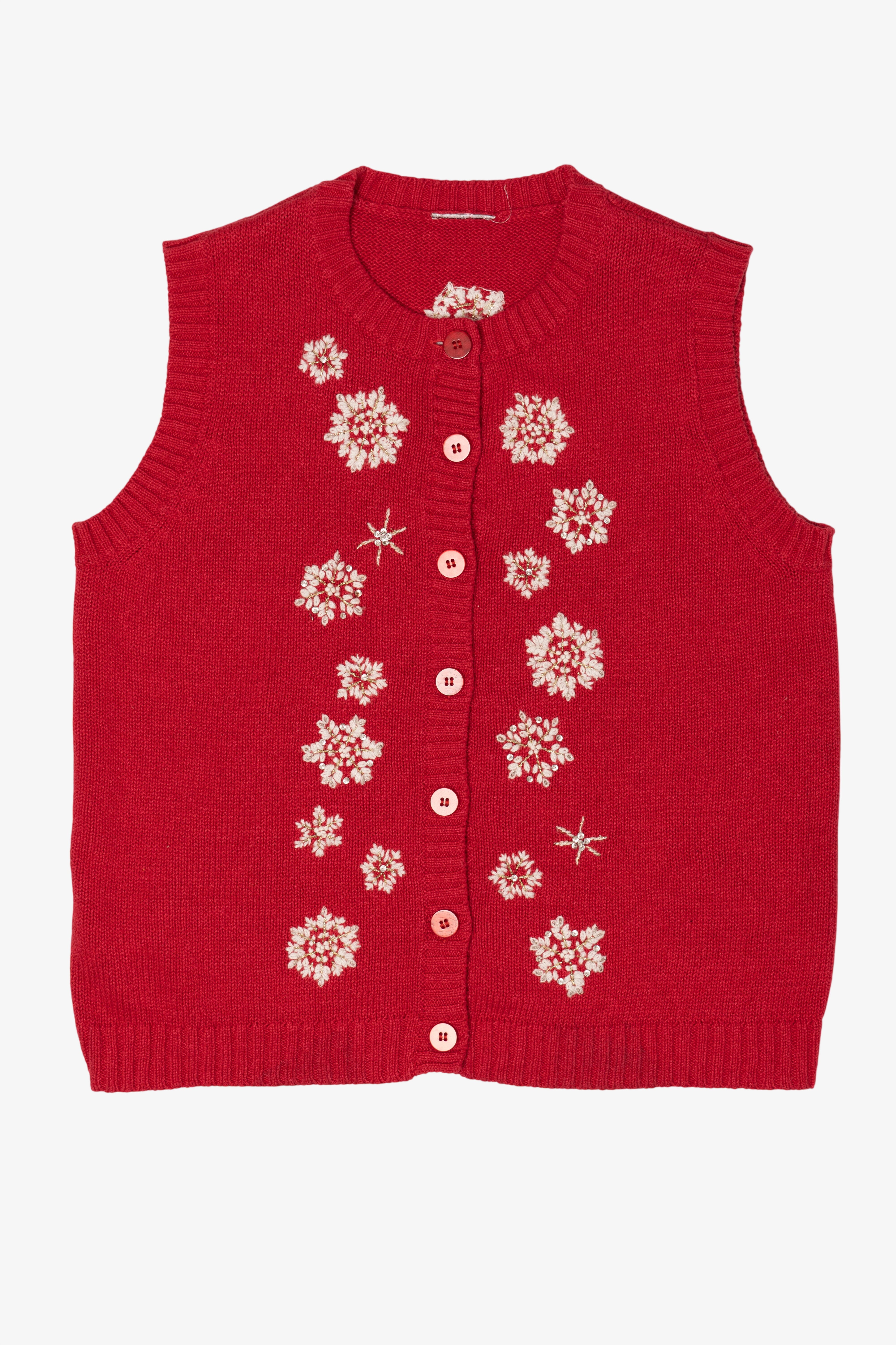 Vintage Red Snowflakes Ugly Christmas Vest (2000s)