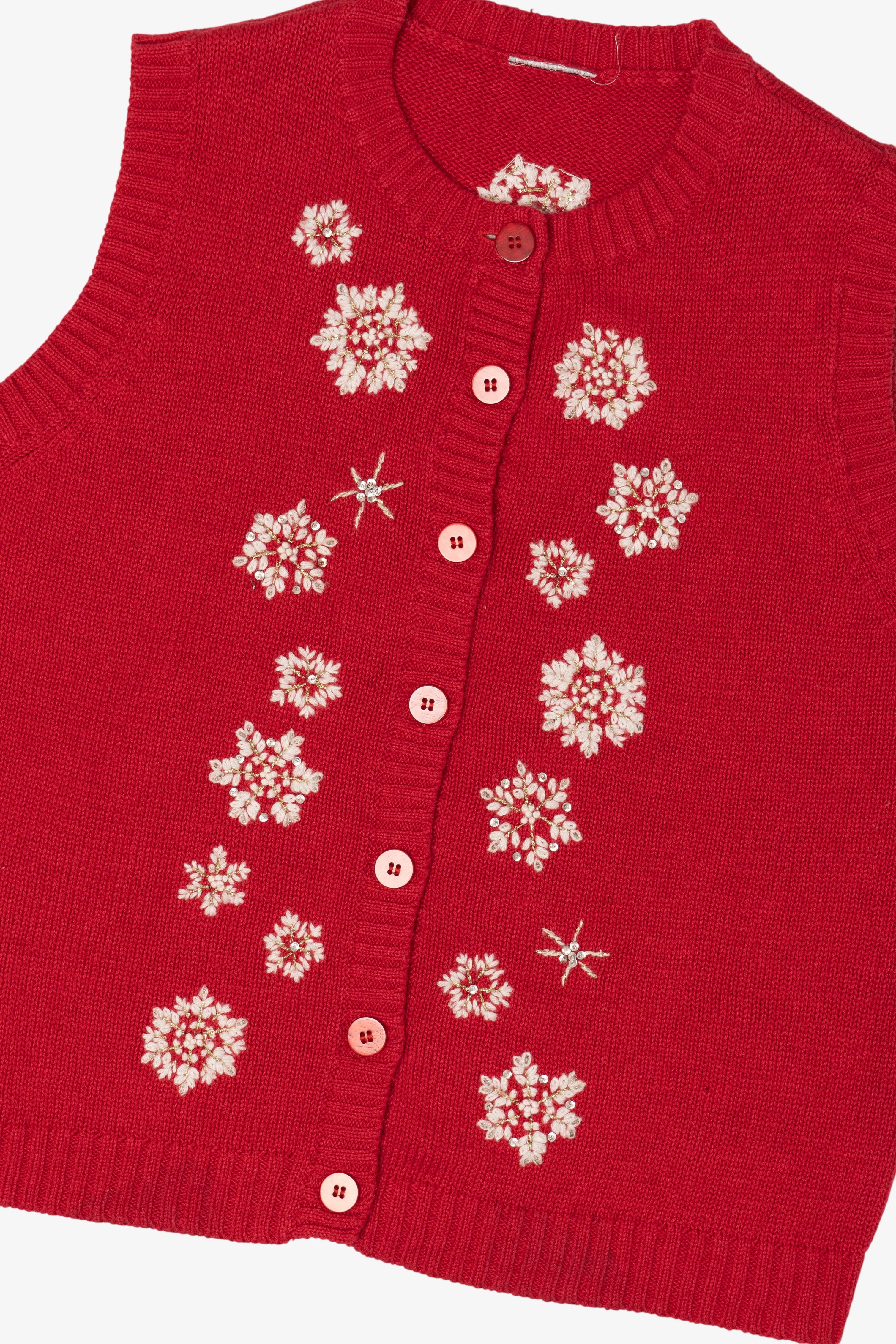 Vintage Red Snowflakes Ugly Christmas Vest (2000s)