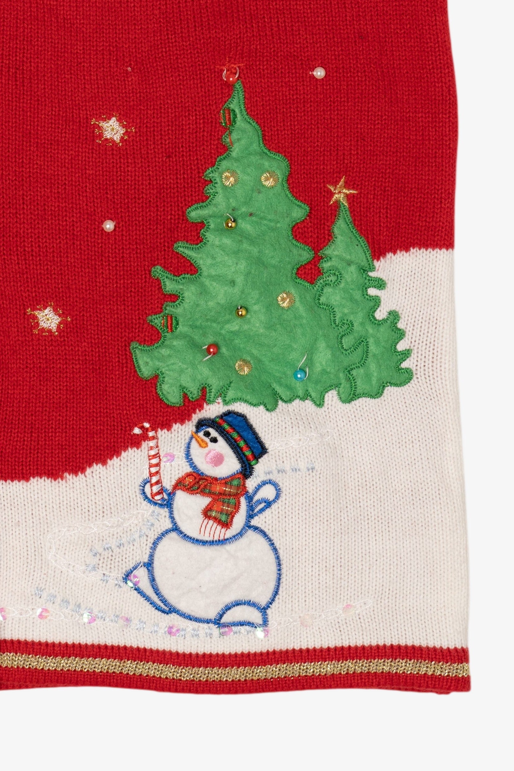 Vintage Red Snowmen In Field Ugly Christmas Vest (2000s)