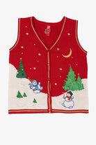 Vintage Red Snowmen In Field Ugly Christmas Vest (2000s)