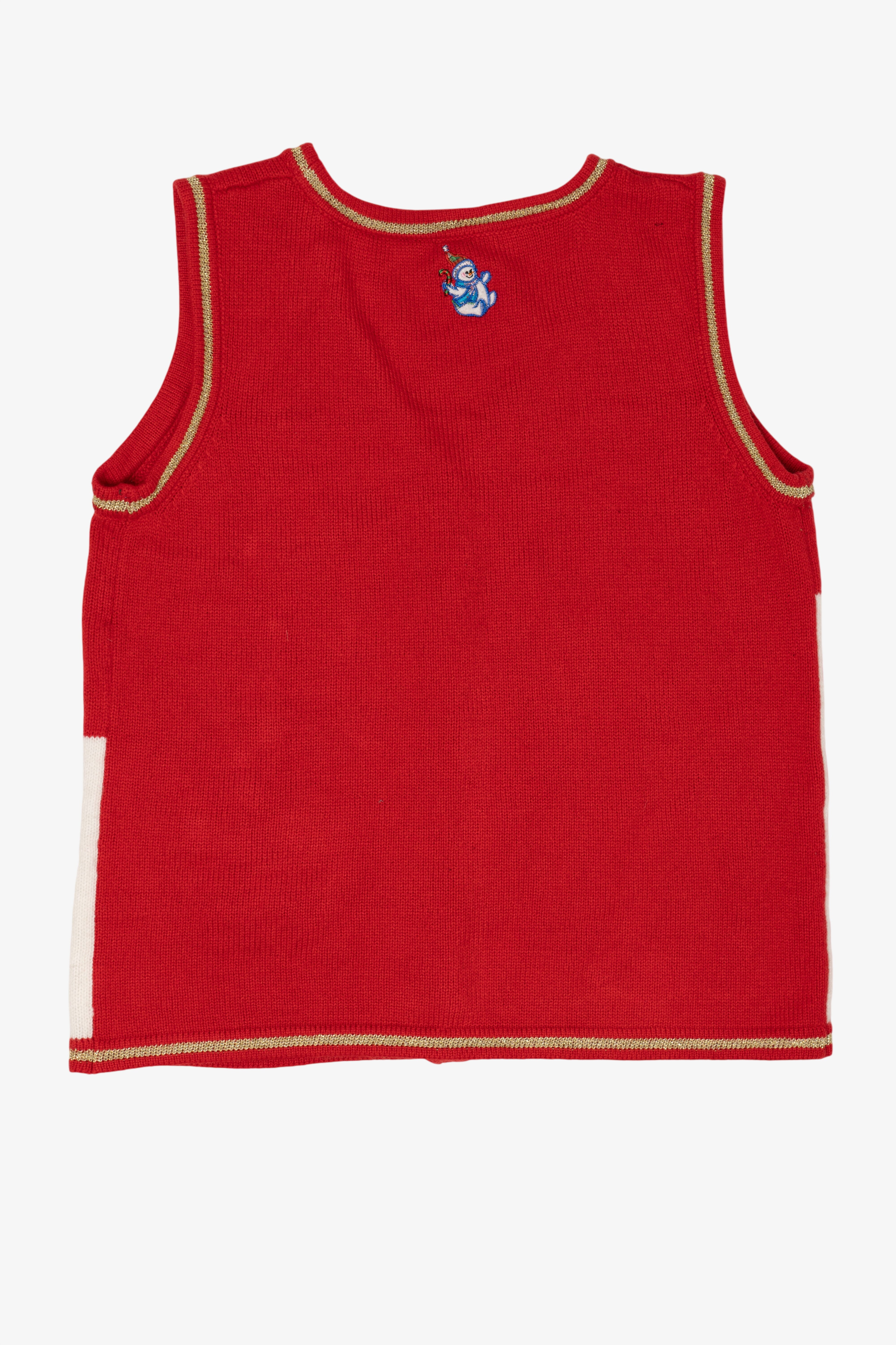 Vintage Red Snowmen In Field Ugly Christmas Vest (2000s)