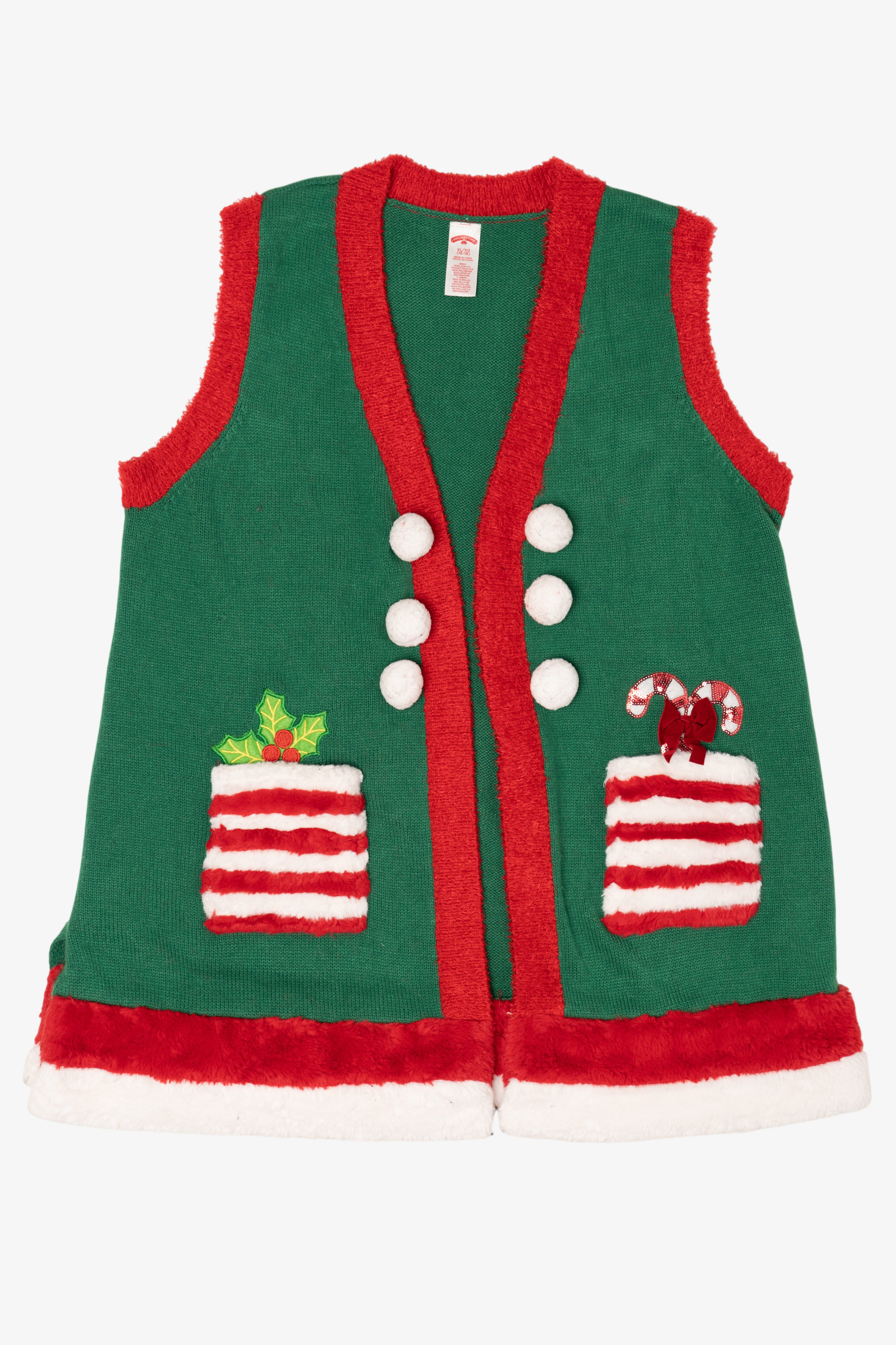 Green Holiday Time Open Ugly Christmas Vest (2010s)