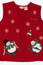 Vintage Red Bobbie Brooks Snowmen Ugly Christmas Vest (1990s)