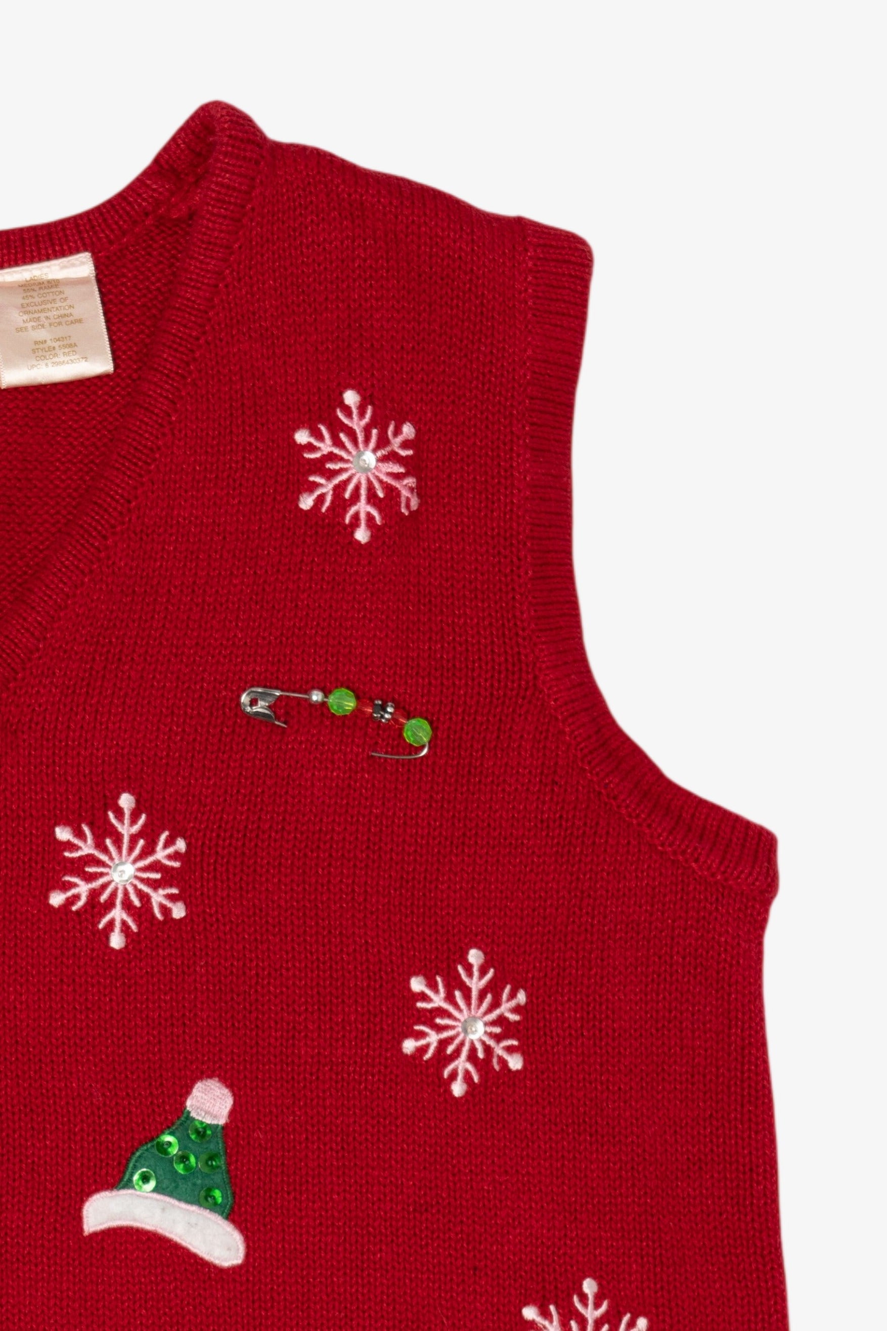 Vintage Red Bobbie Brooks Snowmen Ugly Christmas Vest (1990s)