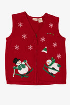 Vintage Red Bobbie Brooks Snowmen Ugly Christmas Vest (1990s)