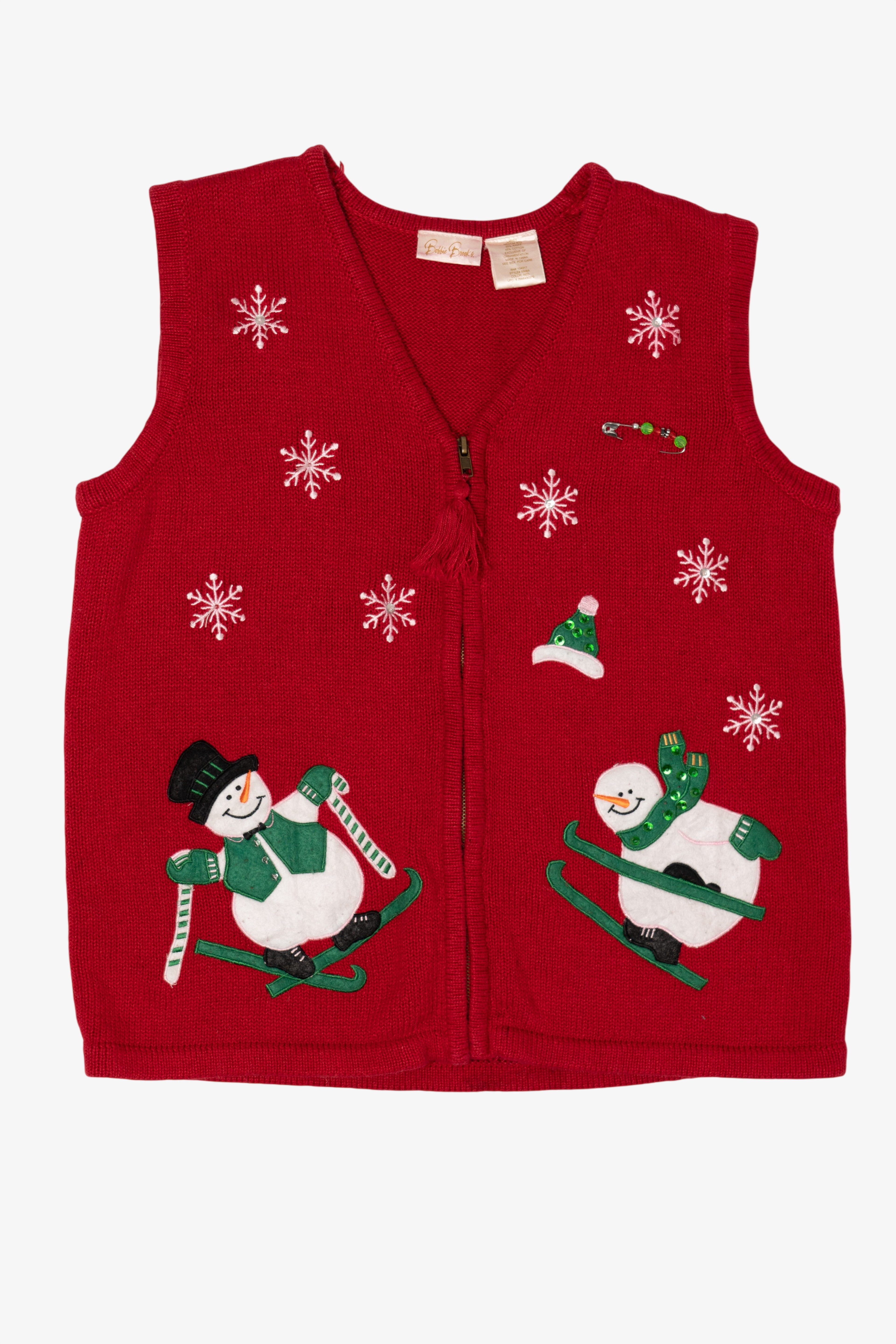 Vintage Red Bobbie Brooks Snowmen Ugly Christmas Vest (1990s)