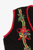 Vintage Black Kathie Lee Poinsettias And Bells Ugly Christmas Vest (1990s)