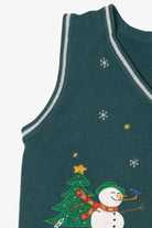 Vintage Dark Green White Stag Snowmen Ugly Christmas Vest (2000s)