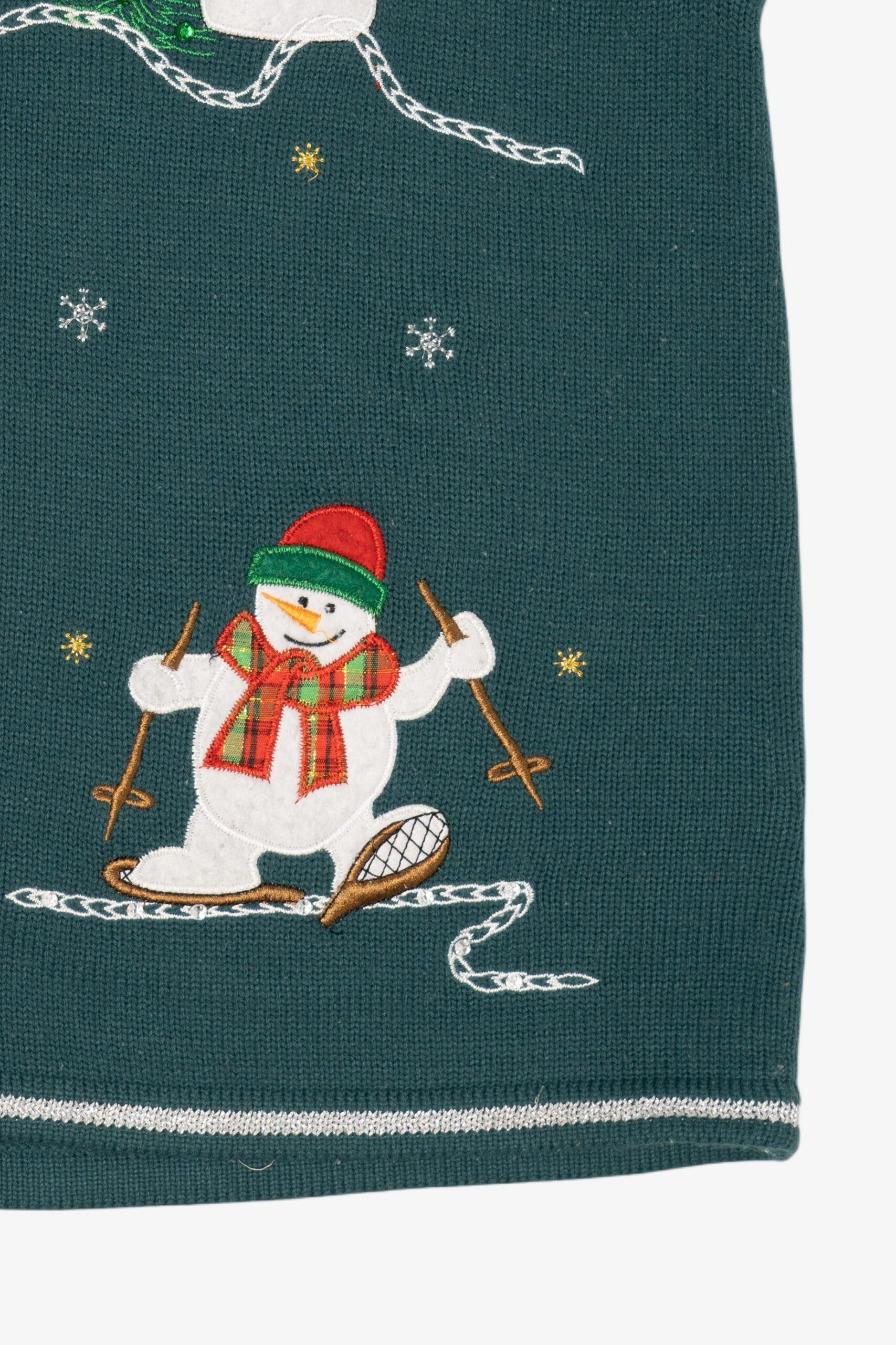 Vintage Dark Green White Stag Snowmen Ugly Christmas Vest (2000s)