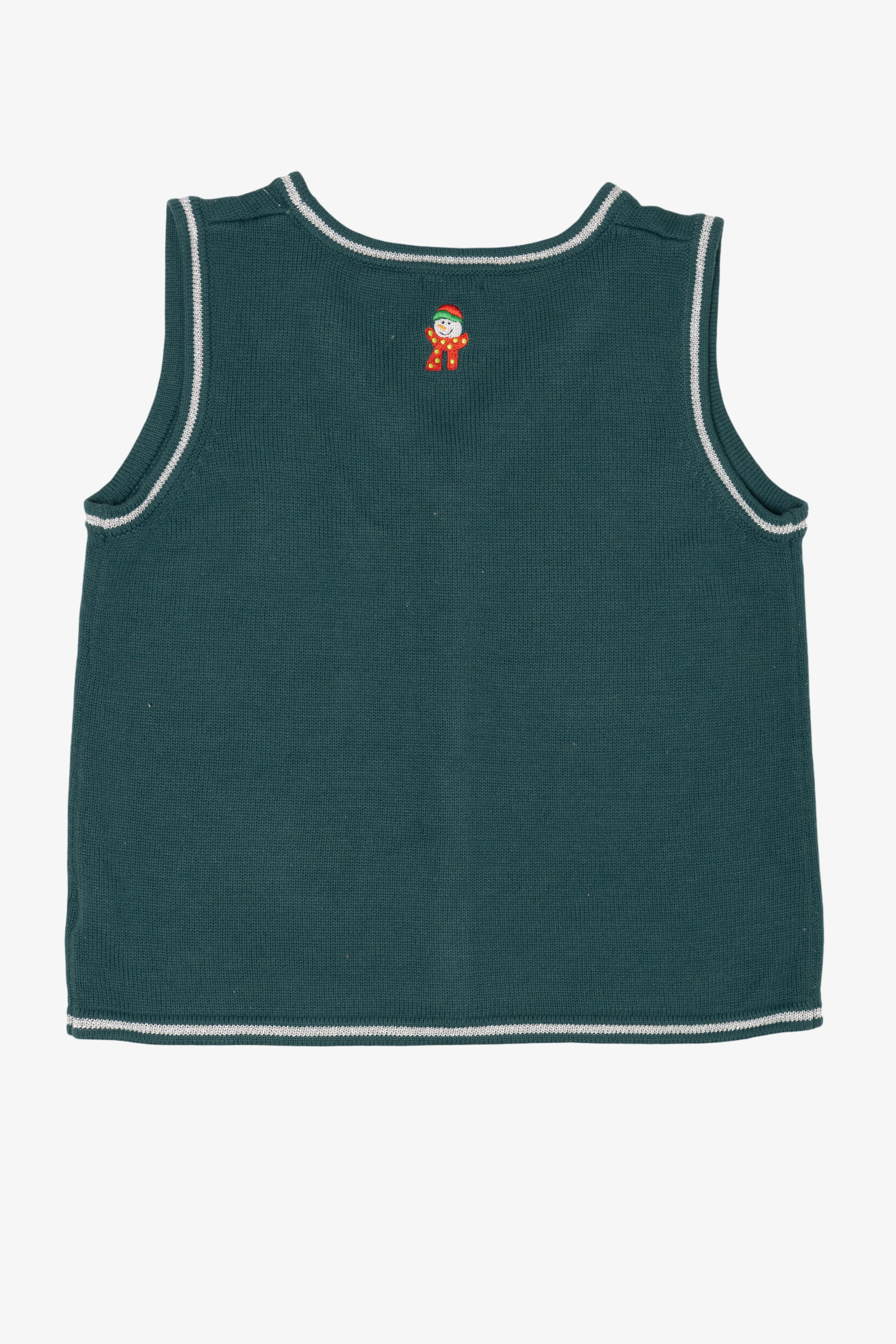 Vintage Dark Green White Stag Snowmen Ugly Christmas Vest (2000s)