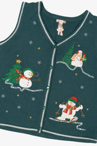 Vintage Dark Green White Stag Snowmen Ugly Christmas Vest (2000s)
