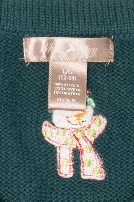 Vintage Dark Green White Stag Snowmen Ugly Christmas Vest (2000s)