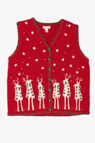 Vintage Red Kim Rogers Reindeer Ugly Christmas Vest (2000s)