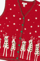 Vintage Red Kim Rogers Reindeer Ugly Christmas Vest (2000s)