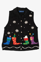 Vintage Black Karen Scott Stockings Ugly Christmas Vest (2000s)