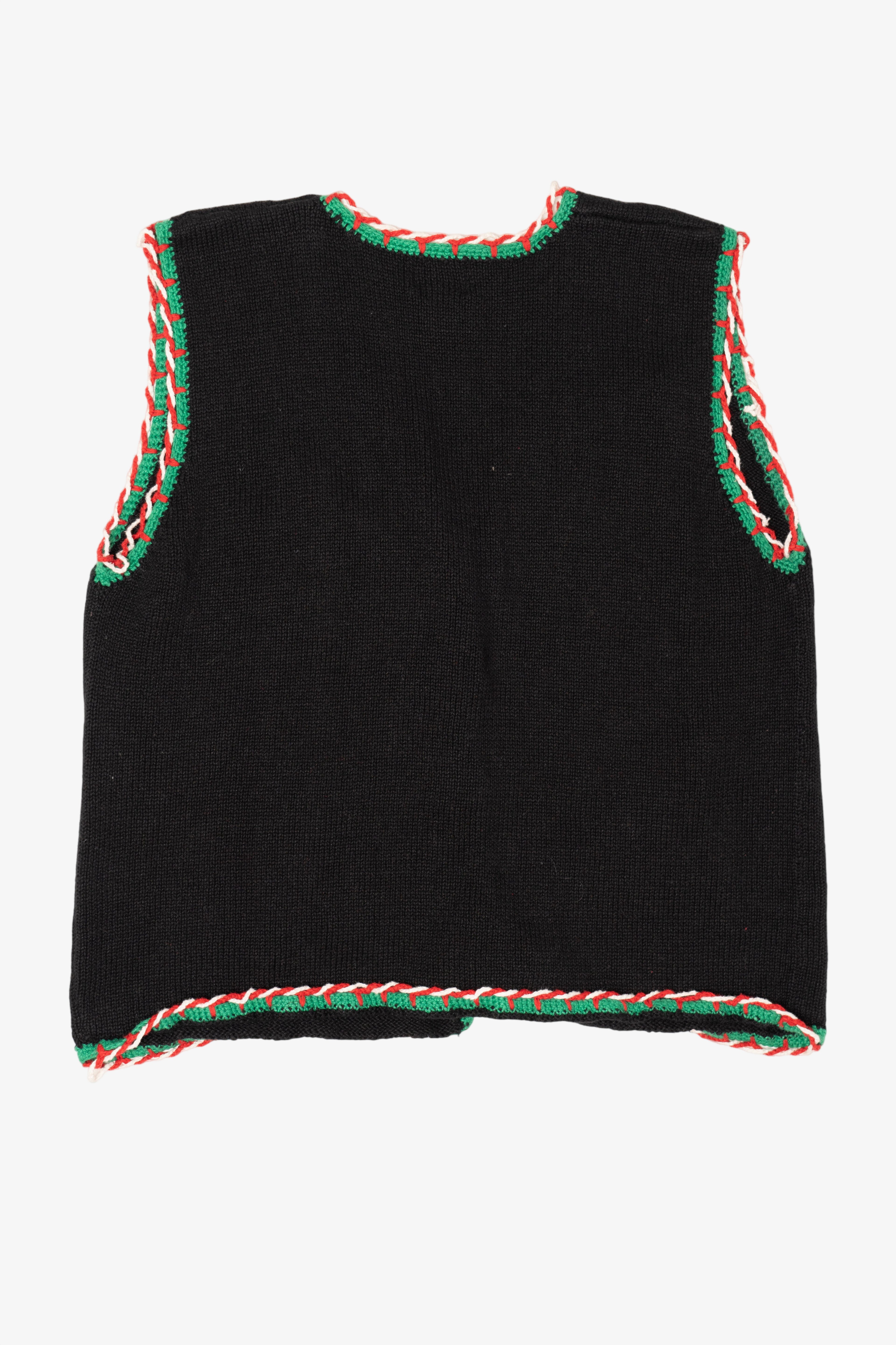 Vintage Black Hastings & Smith Santa Ugly Christmas Vest (1990s)