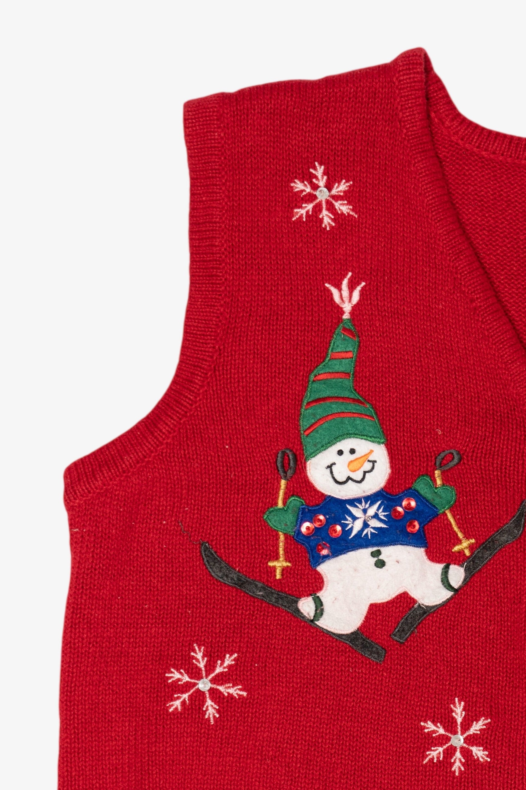 Vintage Red Bobbie Brooks Snowmen Ugly Christmas Vest (1990s)