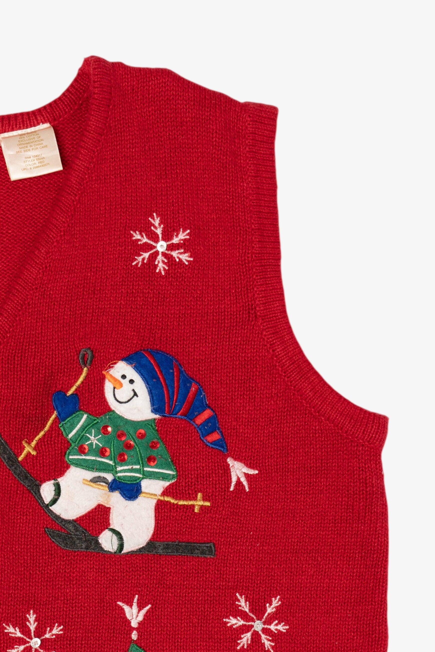 Vintage Red Bobbie Brooks Snowmen Ugly Christmas Vest (1990s)