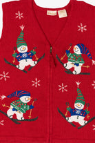 Vintage Red Bobbie Brooks Snowmen Ugly Christmas Vest (1990s)