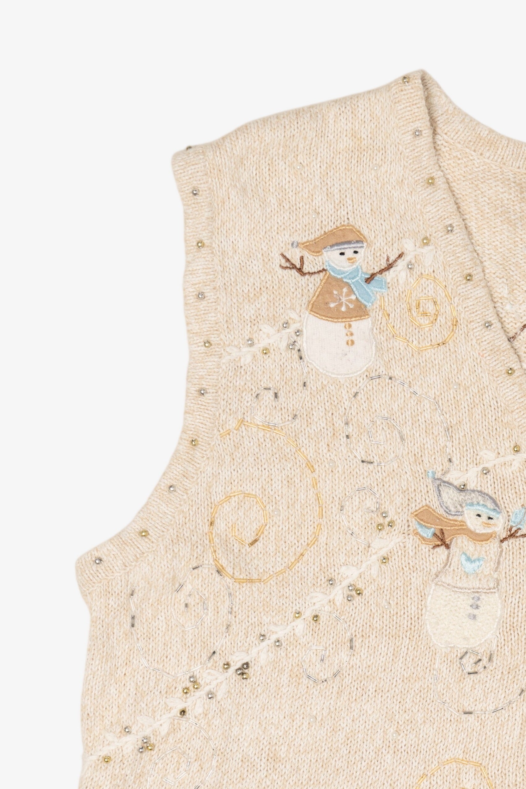 Vintage Ivory Erika Snowmen Ugly Christmas Vest (1990s)
