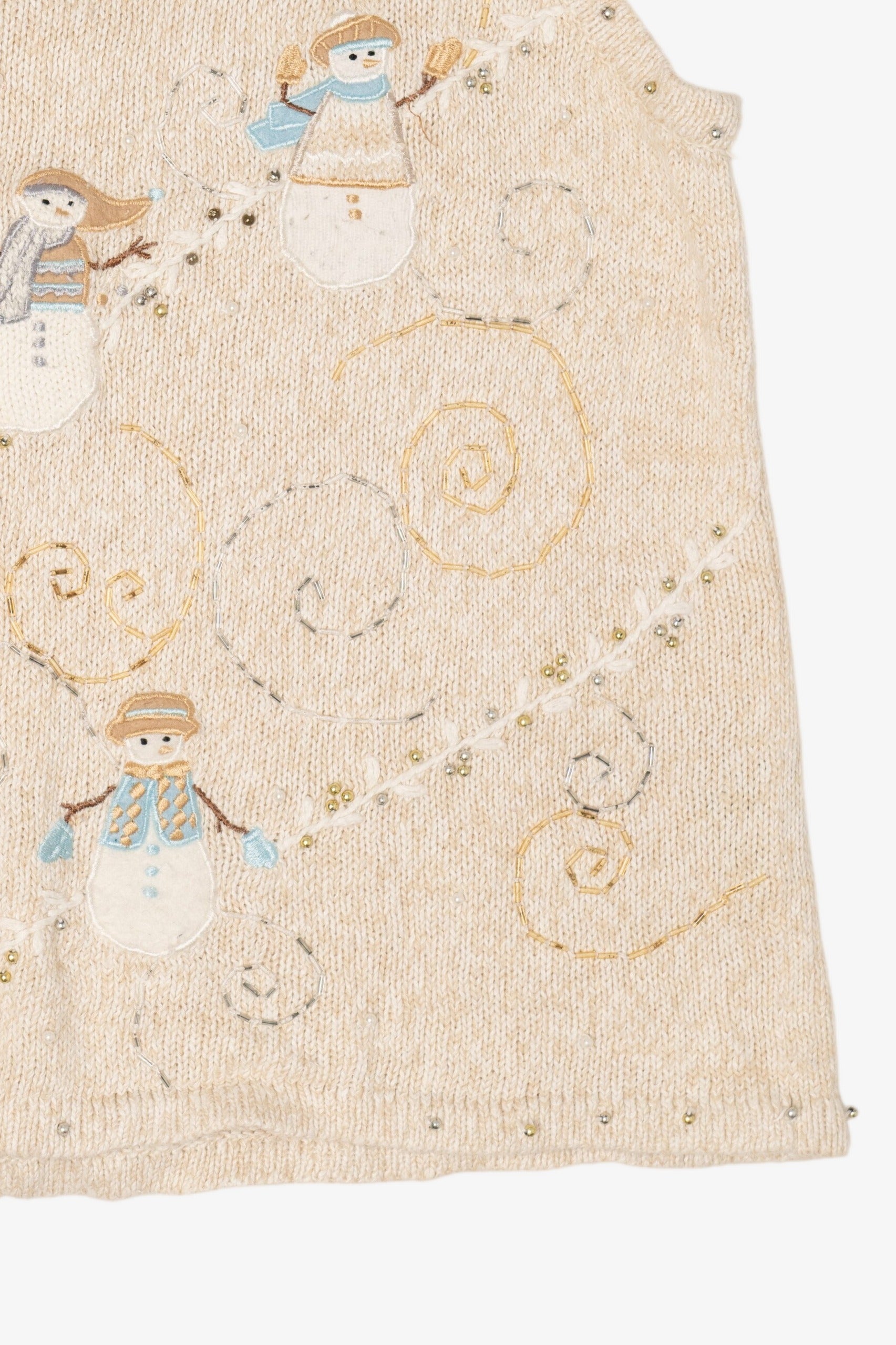 Vintage Ivory Erika Snowmen Ugly Christmas Vest (1990s)