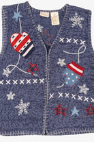 Vintage Blue Bobbie Brooks Ugly Christmas Vest (1990s)