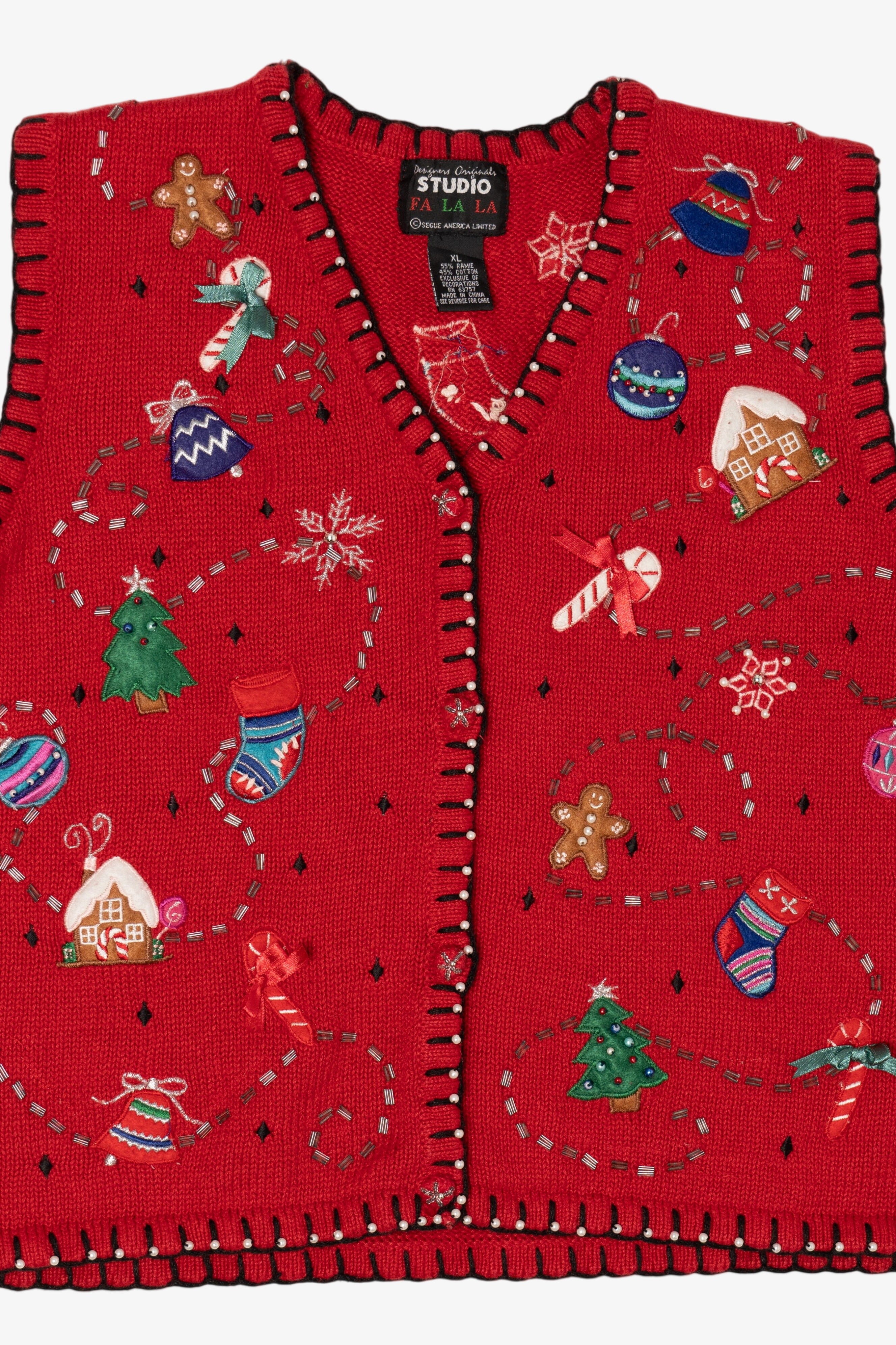 Vintage Red Designers Originals Studio Ugly Christmas Vest (1990s)