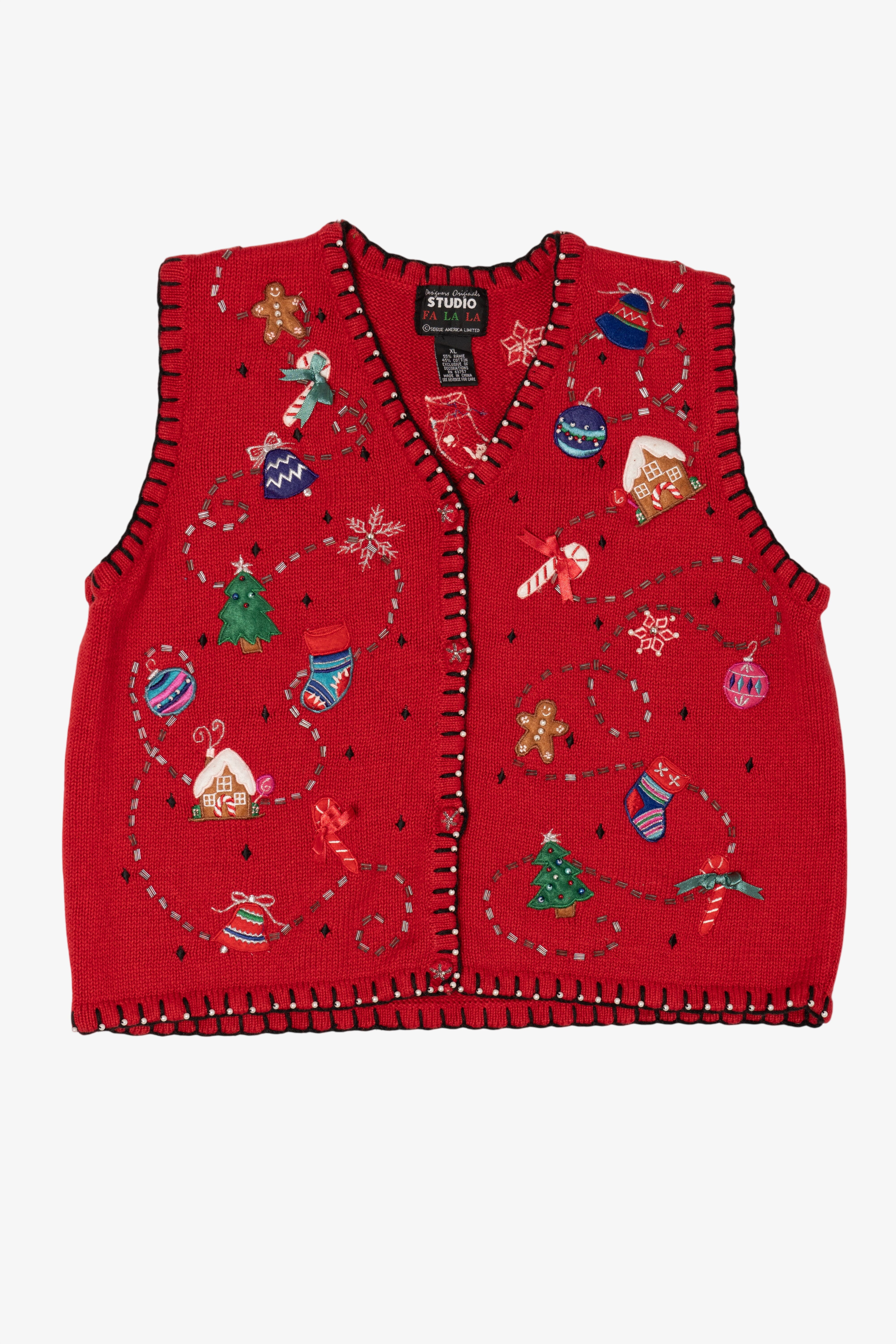 Vintage Red Designers Originals Studio Ugly Christmas Vest (1990s)