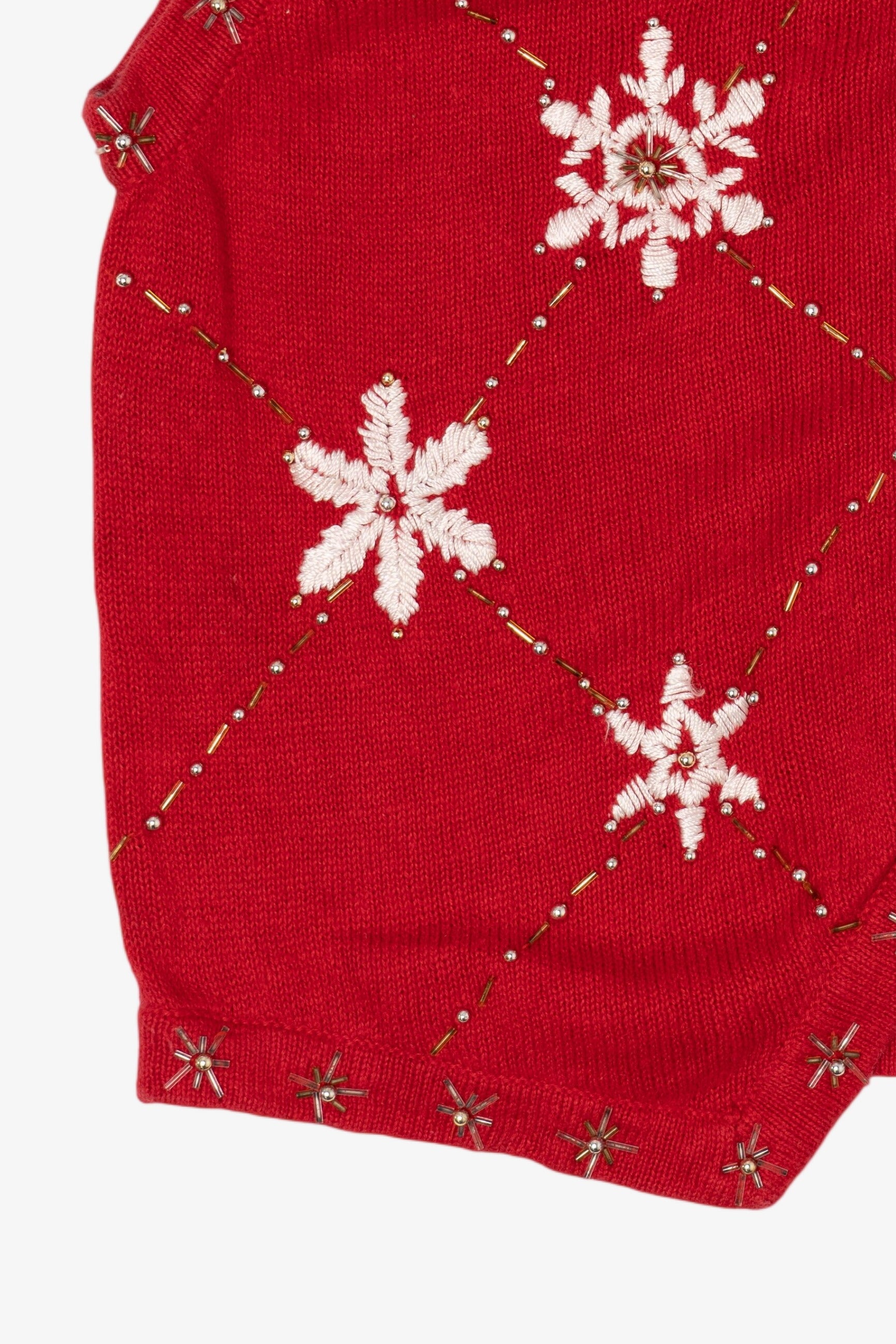 Vintage Red Arriviste Snowflakes Ugly Christmas Vest (1990s)
