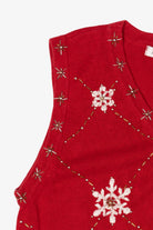 Vintage Red Arriviste Snowflakes Ugly Christmas Vest (1990s)