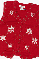 Vintage Red Arriviste Snowflakes Ugly Christmas Vest (1990s)