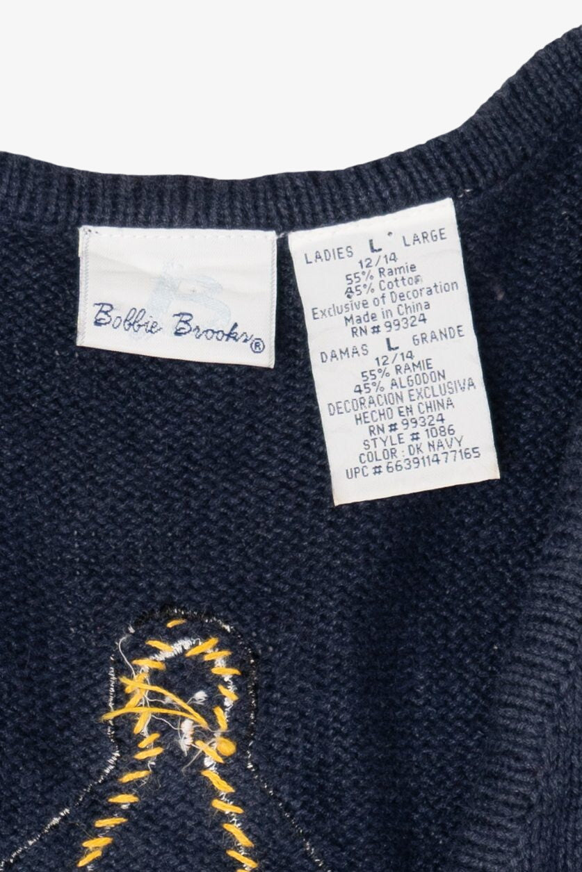 Vintage Navy Blue Bobbie Brooks Penguins Christmas Vest (1990s)