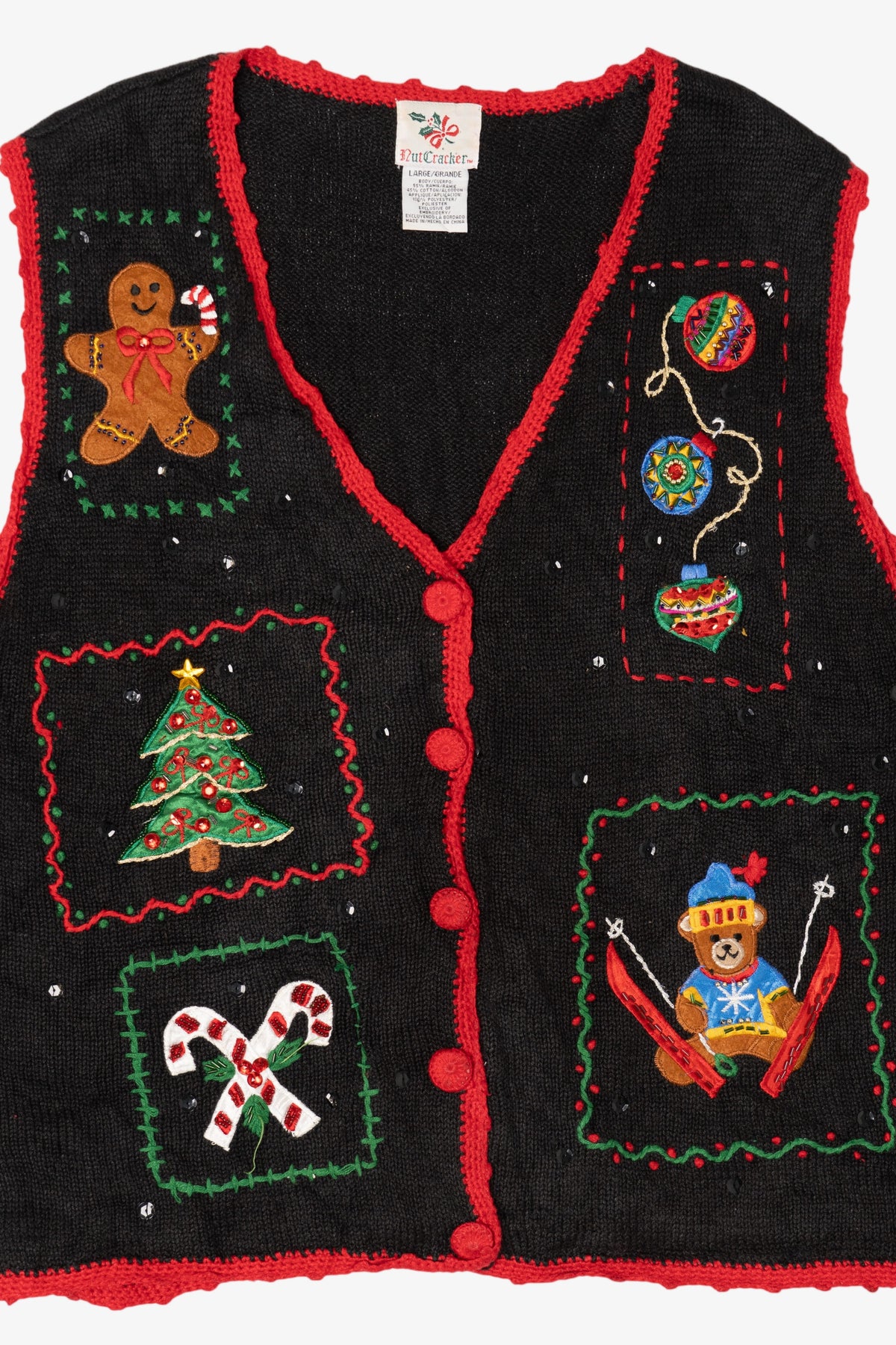 Vintage Black Nutcracker Ugly Christmas Vest (1990s)