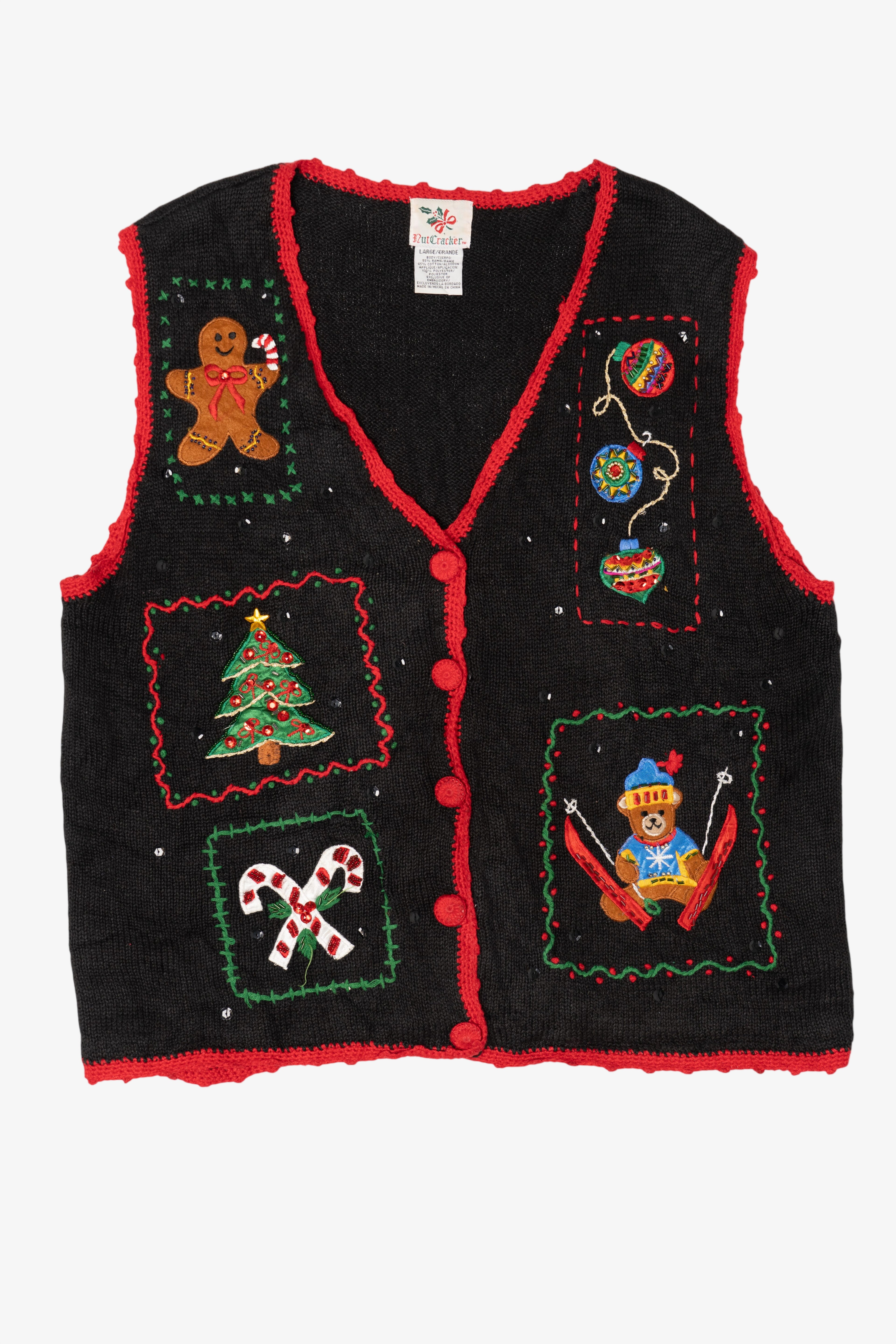 Vintage Black Nutcracker Ugly Christmas Vest (1990s)
