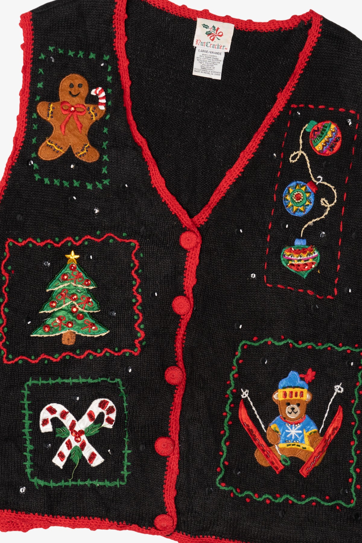 Vintage Black Nutcracker Ugly Christmas Vest (1990s)
