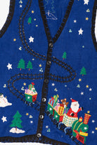 Vintage Blue Bobbie Brooks Presents Ugly Christmas Vest (1990s)