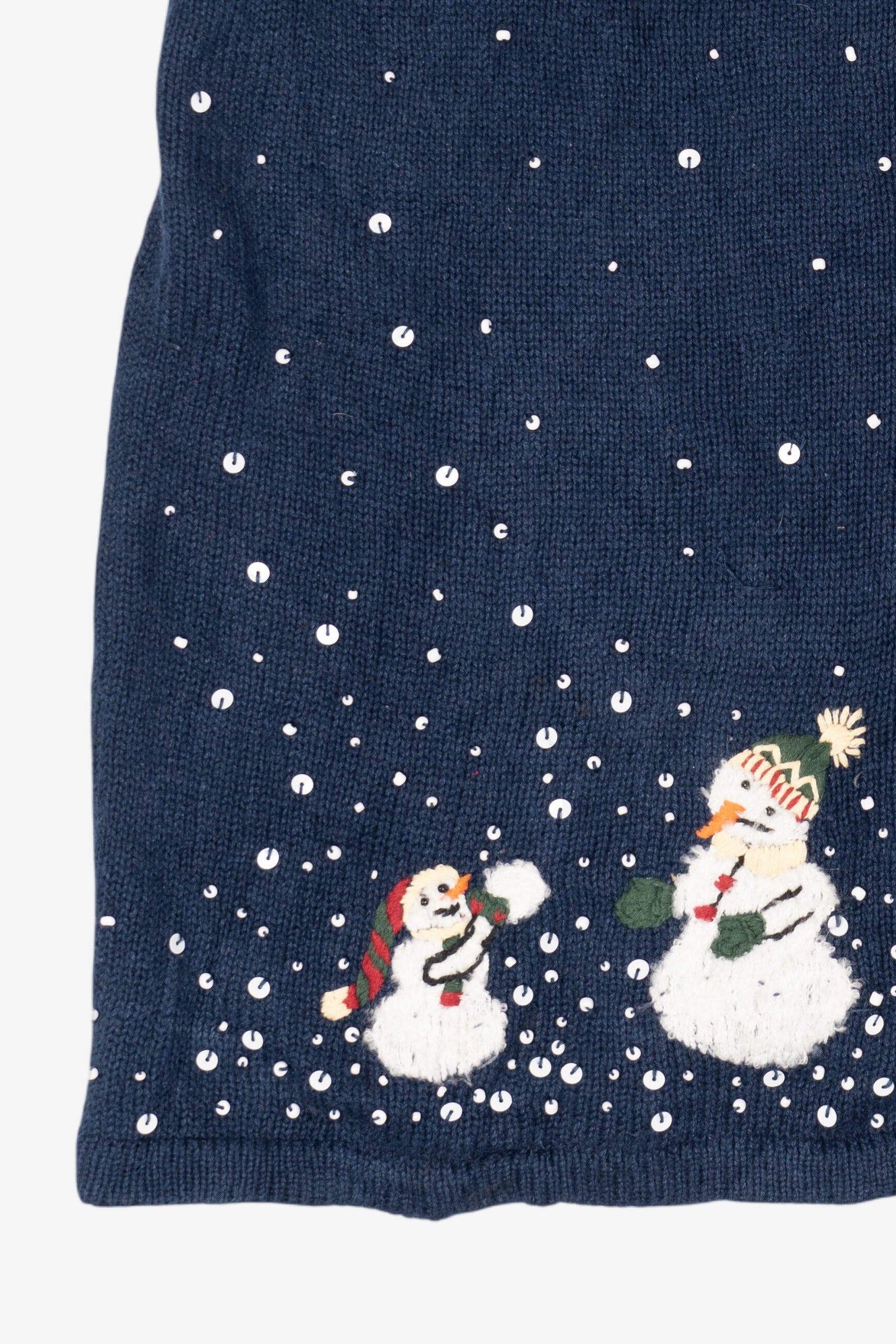 Vintage Navy Blue Breckenridge Snowmen Ugly Christmas Vest (1990s)