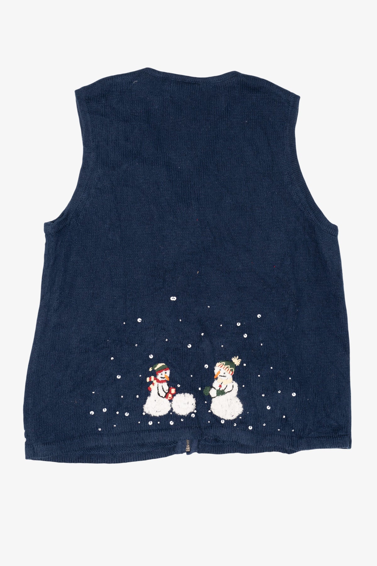 Vintage Navy Blue Breckenridge Snowmen Ugly Christmas Vest (1990s)