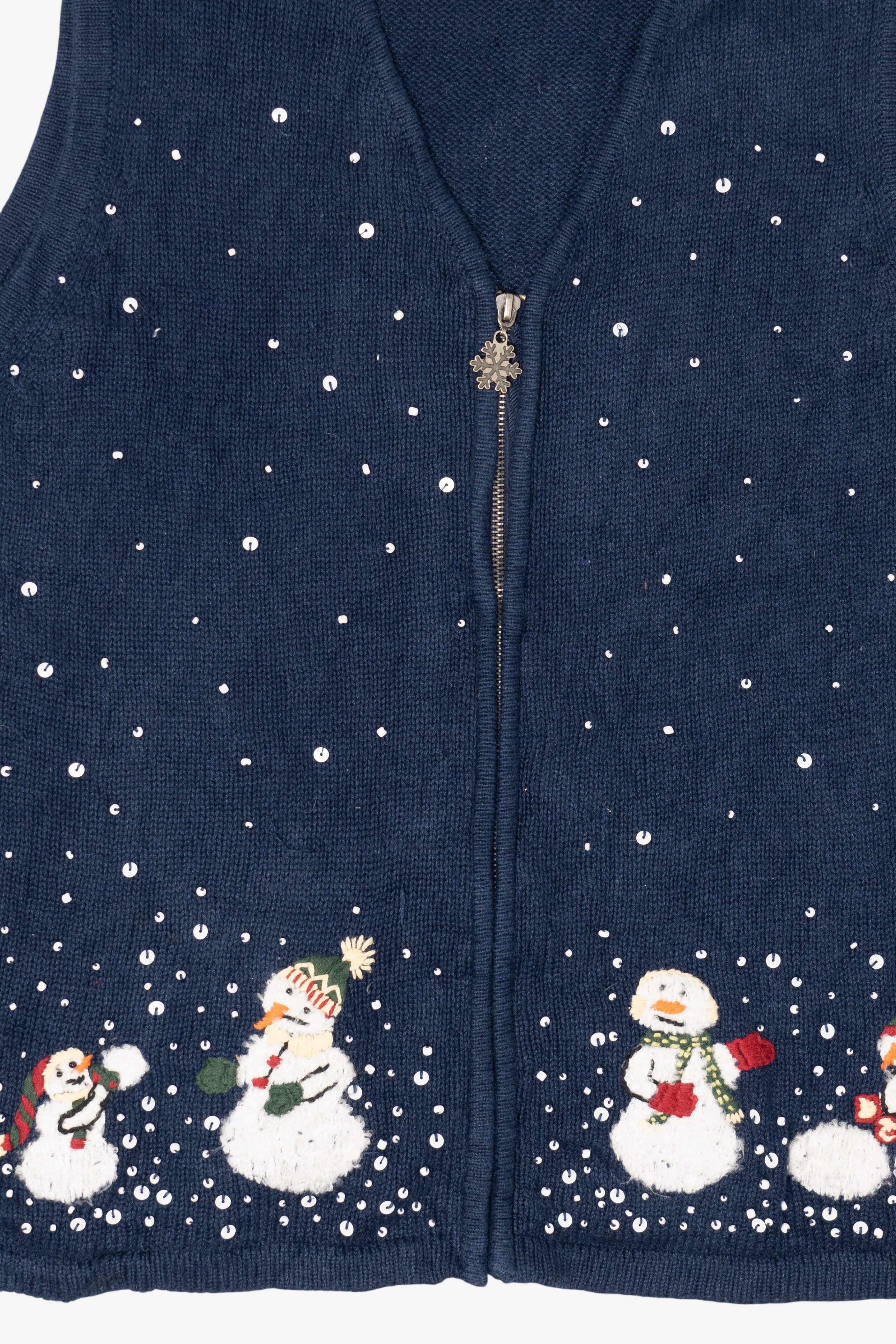 Vintage Navy Blue Breckenridge Snowmen Ugly Christmas Vest (1990s)